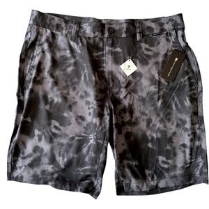 Travis Mathew Mens 34 Waist Black Marble Golf Shorts 9" Inseam NWT